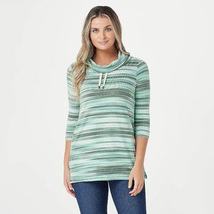 Denim&Co Printed Heavenly Jersey Cowl Neck Tunic